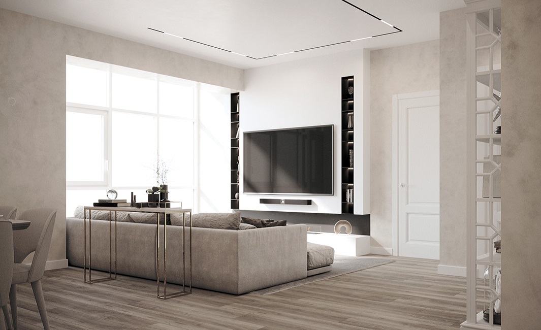 Дизайн гостинной 3-х комн квартиры в Алматы / Астане